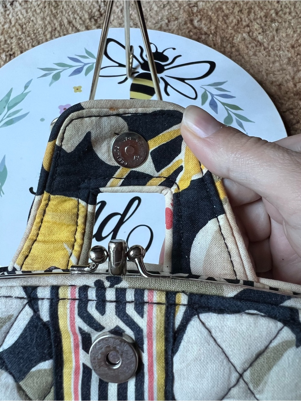 Quilted Vera Bradley "Kiss n' Snap" organizer wallet in the retired Dogwood. - Picture 9 of 17